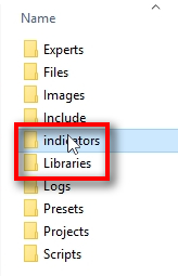 Inside the MQL4 folder;Inside the MQL4 folder you'll find folders 