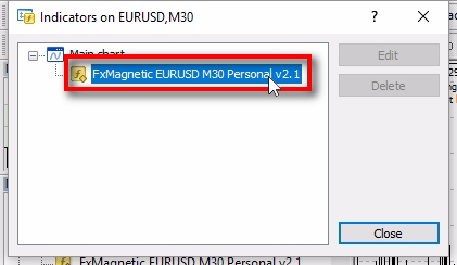 Choose indicator;Click on the indicator in the list to select it.