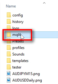 Check if all FxMagnetic files were copied;Open the MQL4 folder.