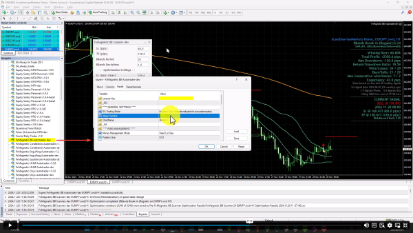 Setting up magic number in FxMagnetic BB scanner auto trader