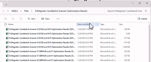 Backtest Data Folder Spreadsheet Files